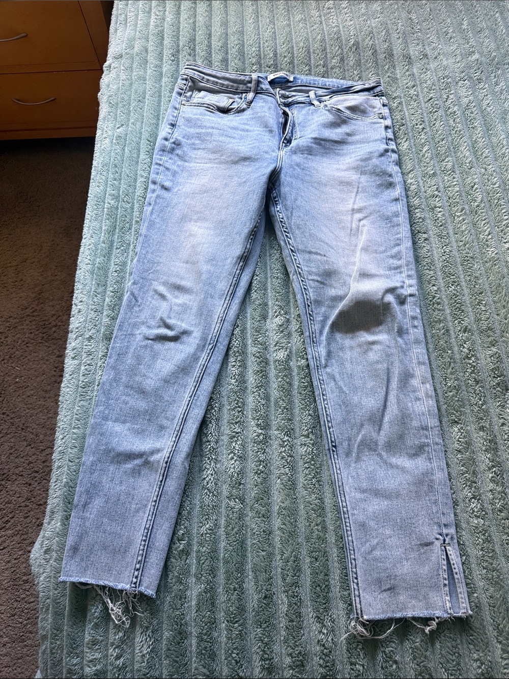 Vigoss Washed Light Blue Skinny Jeans with Raw Hem